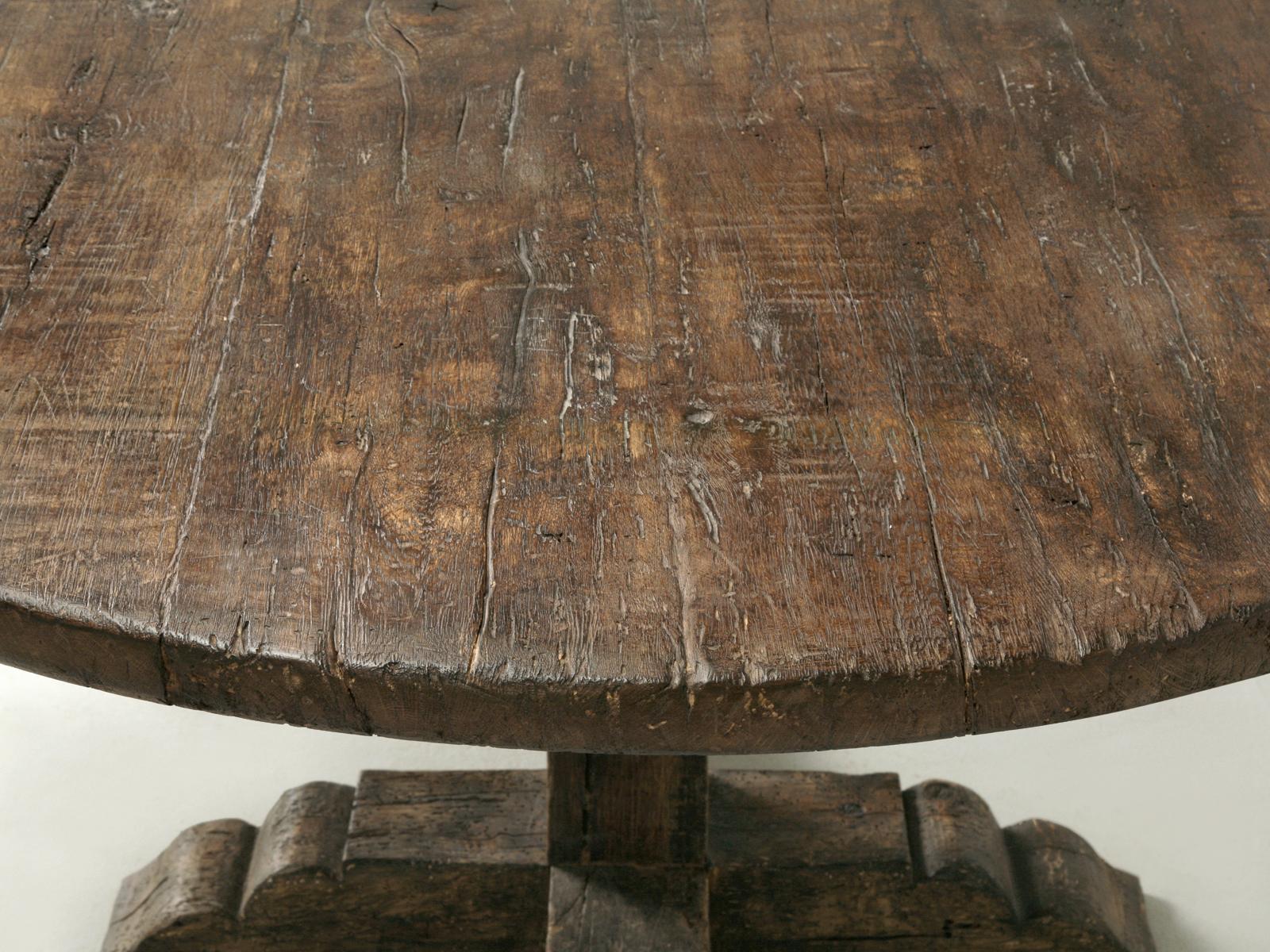 American Italian Round Dining Table, Handcrafted by Old Plank in Any Dimension or Finish For Sale