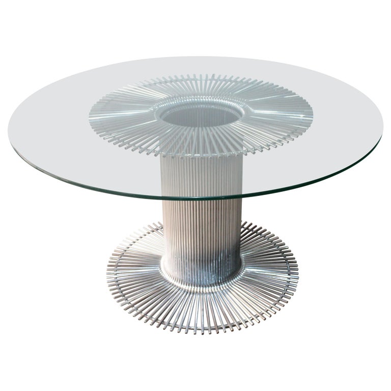 Italian Round Dining Table in Chrome and Glass Gastone Rinaldi, 1960s ...