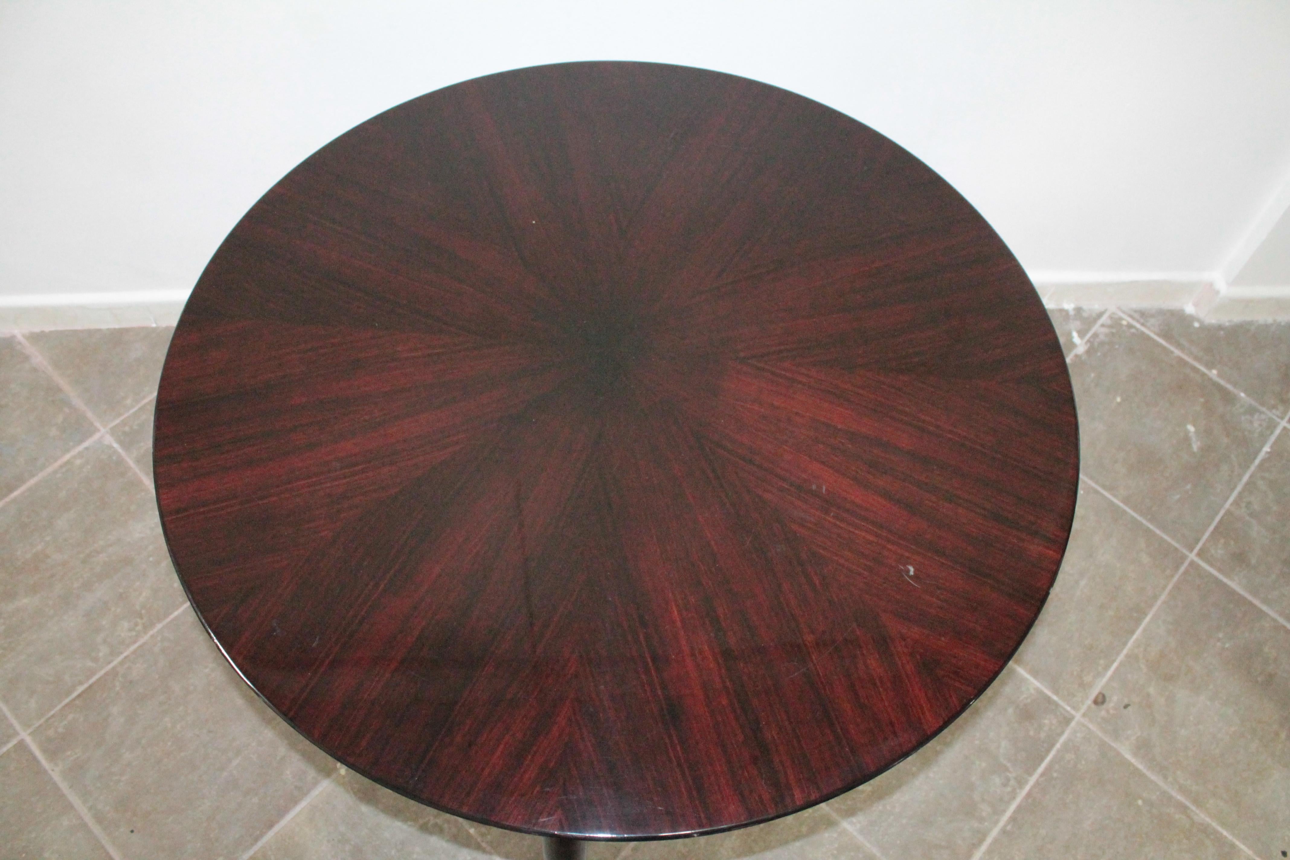 Italian Round Dining Table Rosewood in the Style of Gio Ponti, 1950s For Sale 2