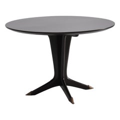 Table de salle à manger ronde italienne avec pieds en laiton, années 1950, moderne