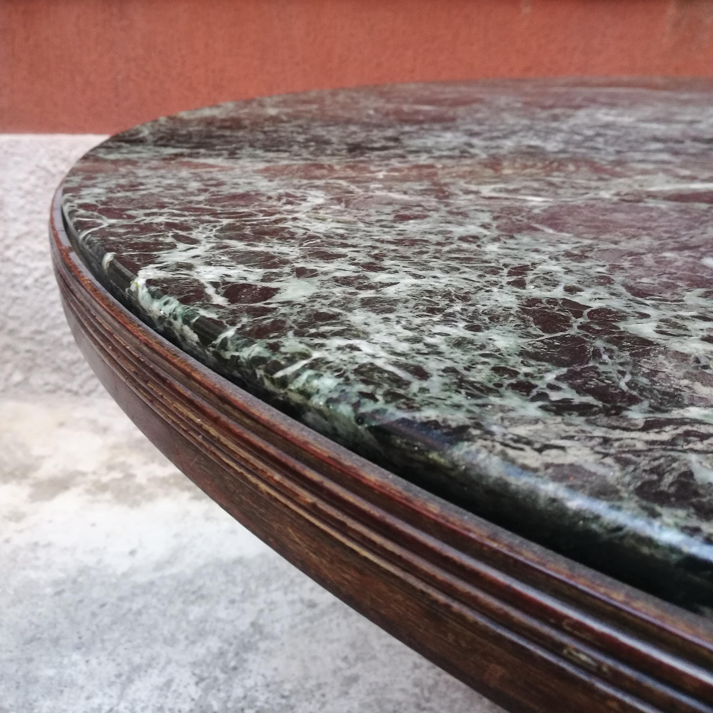Italian Round Dining Table with Green Marble, 1950s 1