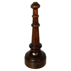 Italian round doorstop in turned wood, 1930s
