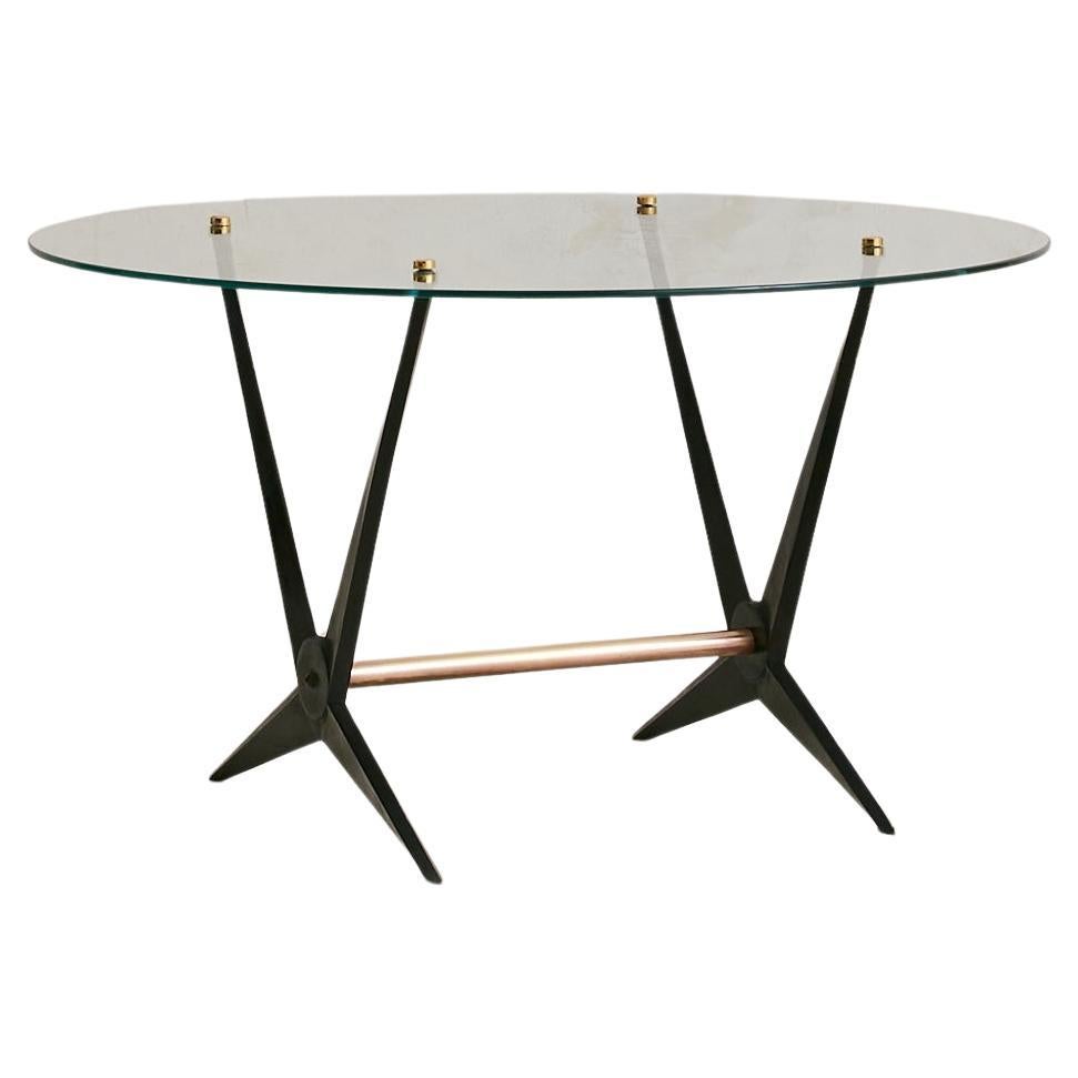 Italian Round Glass Coffee Table Attributed to Angelo Ostuni, 1950s