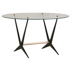 Italian Round Glass Coffee Table Attributed to Angelo Ostuni, 1950s