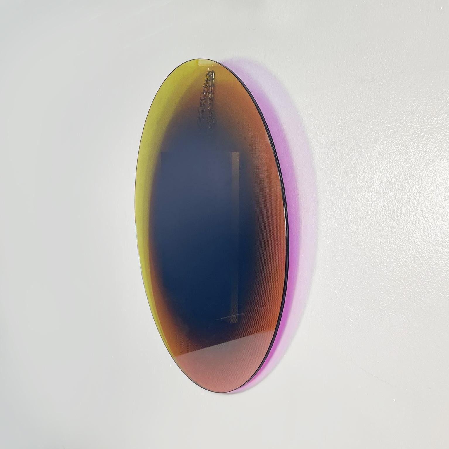 Post-Modern Italian Round Holo Wall Mirror Shimmer by Patricia Urquiola Glas Italia, 2015