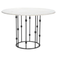 Italian Round Iron Carrara Marble Center or Garden Table