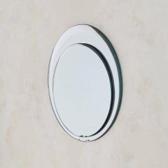 Italian Round Layered Wall Mirror Attributed to Cristal Arte, 1960s