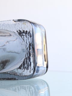 Italian Round Light Smoked Crystal Glass Wine Decanter by Grandi Cristalli