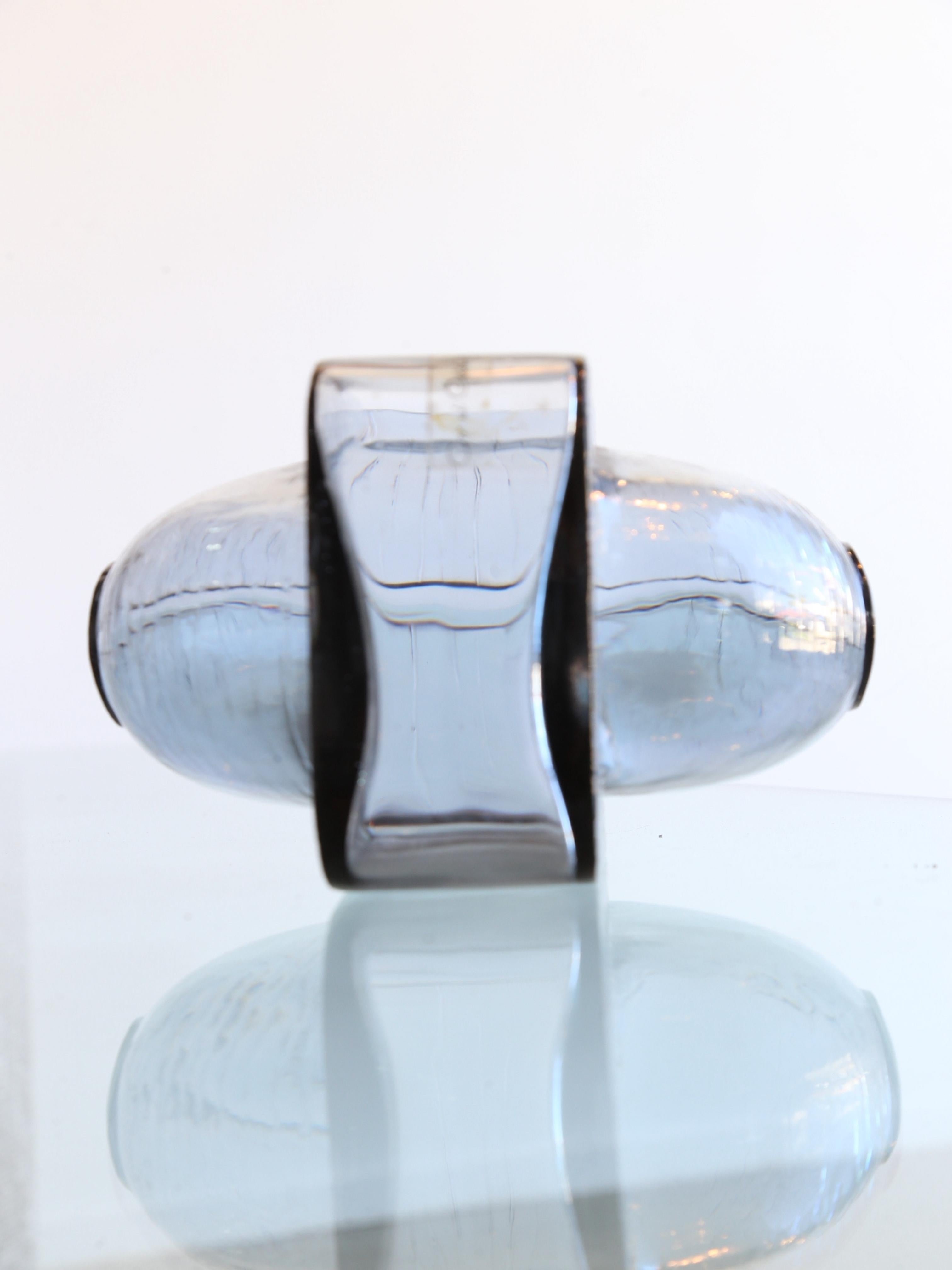 Mid-Century Modern Italian Round Light Smoked Crystal Glass Wine Decanter by Grandi Cristalli  For Sale