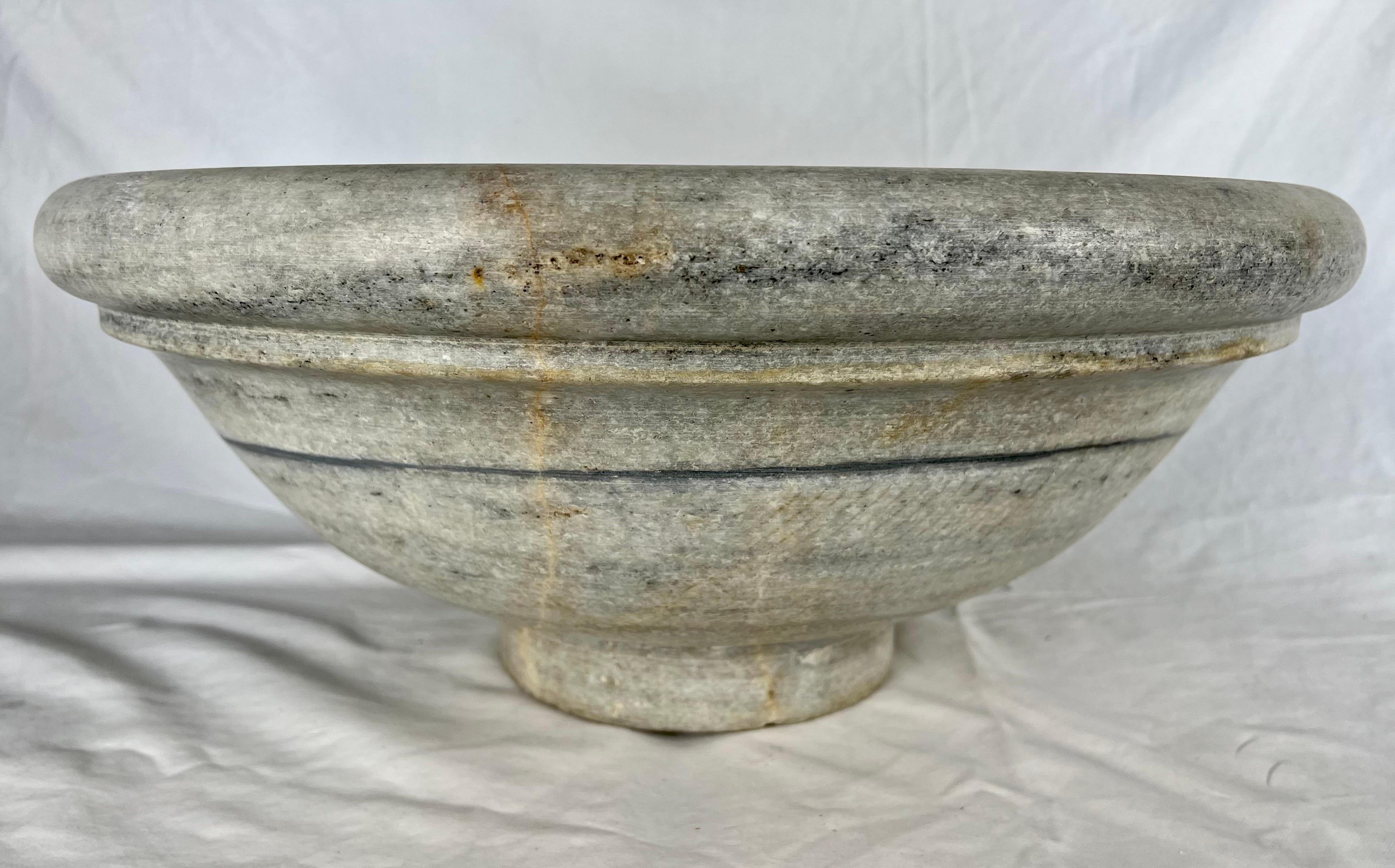 Classical Roman Italian Round Limestone Sink-Early 20th Century For Sale