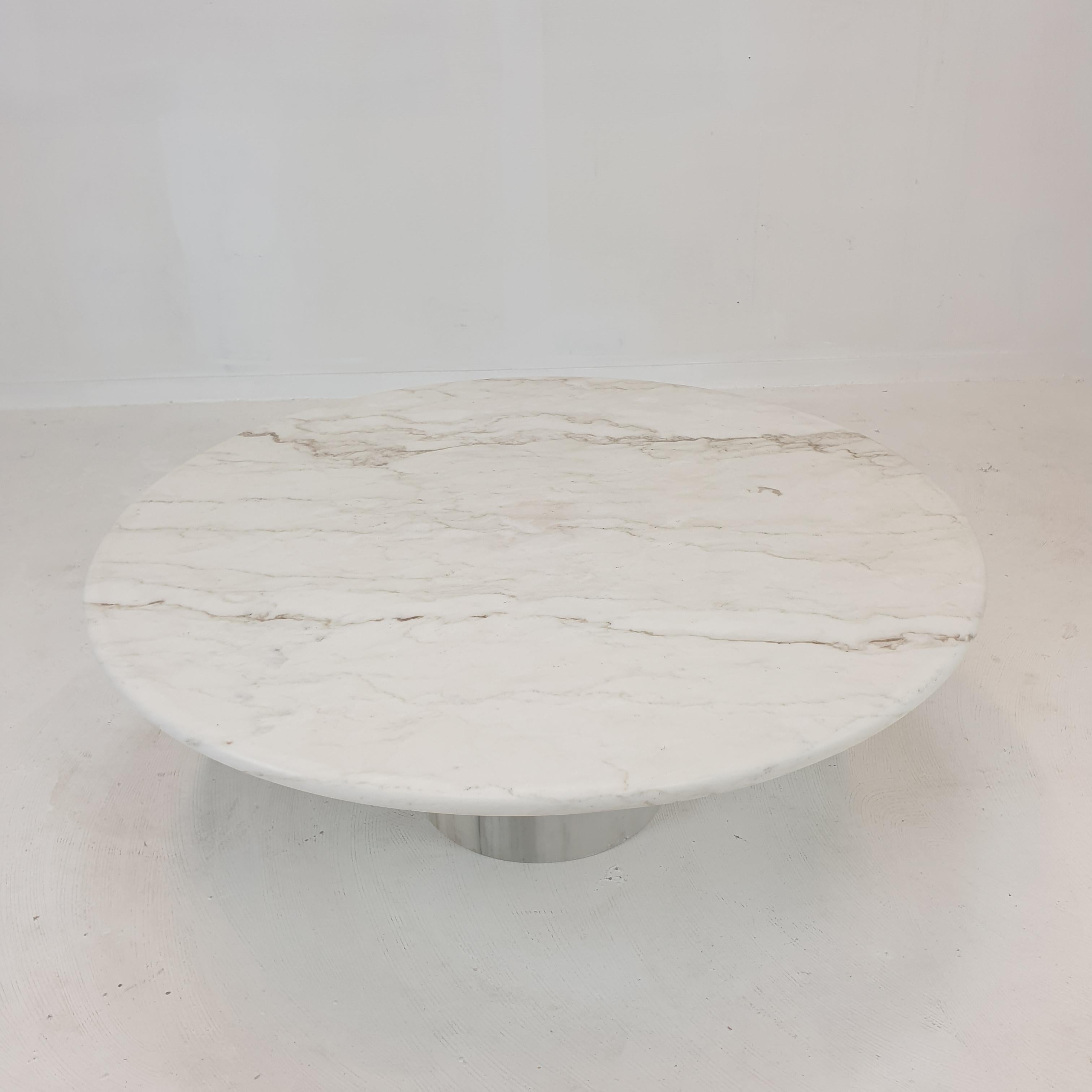 Mid-Century Modern Italian Round Marble Coffee Table, 1980's