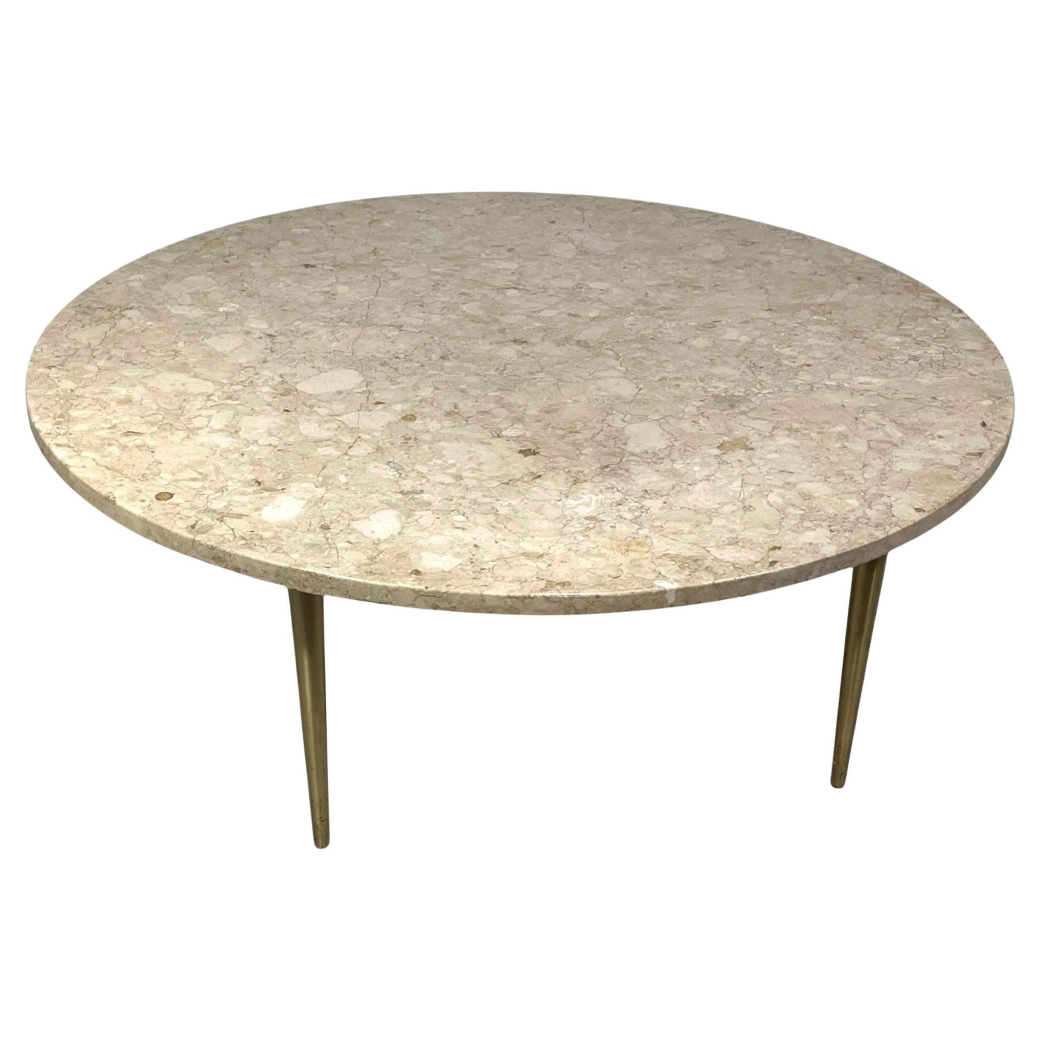 Italienischer runder Couchtisch mit Marmorplatte im Angebot