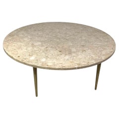 Italienischer runder Couchtisch mit Marmorplatte