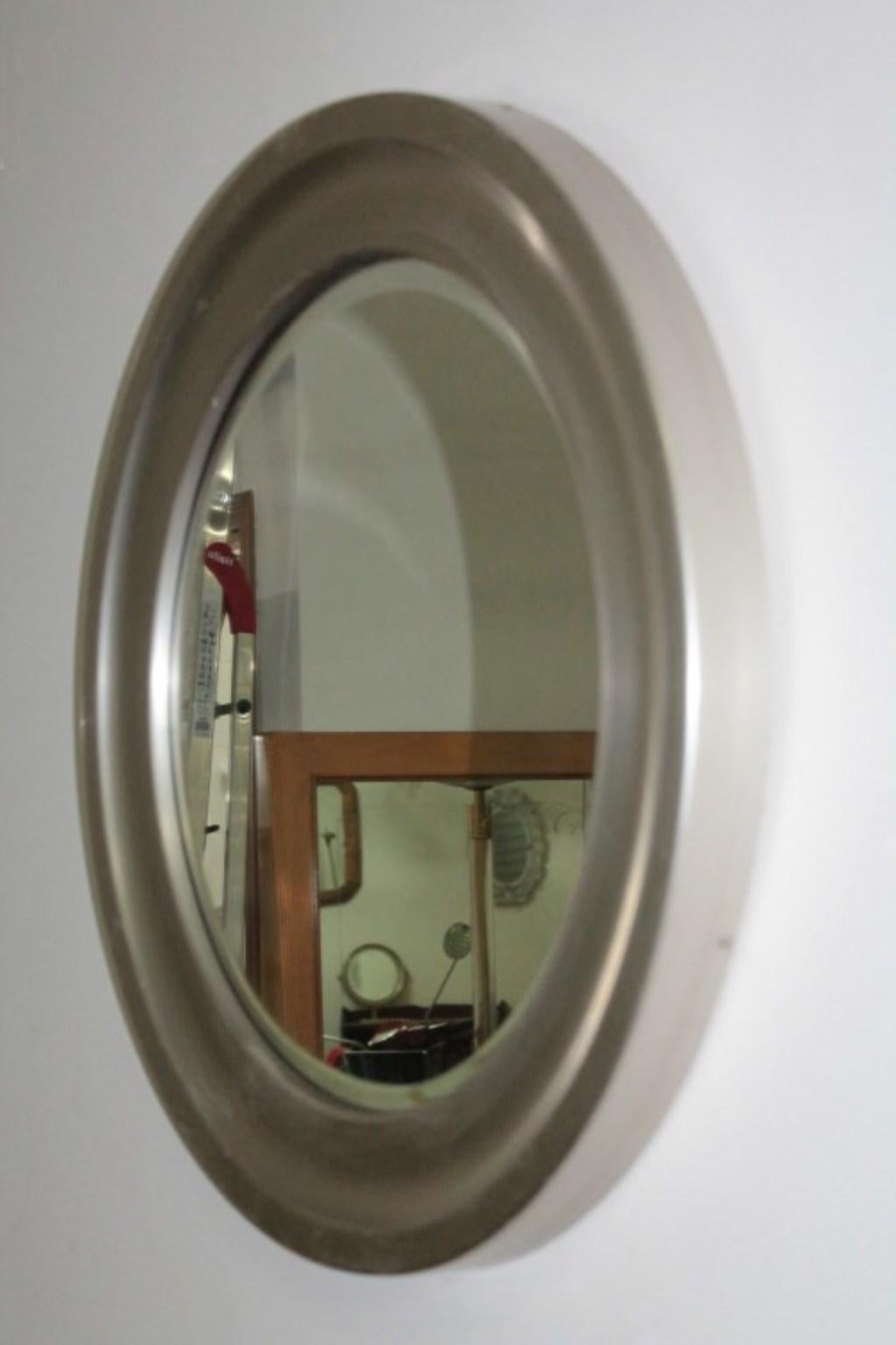 Mid-Century Modern Italian Round Mirror 1960s in the Style of Artemide