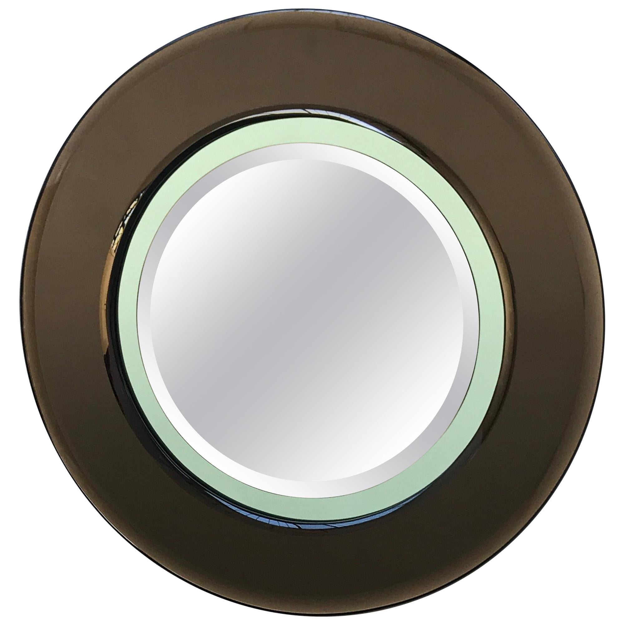 Italian Round Mirror Attributed to Cristal Art
