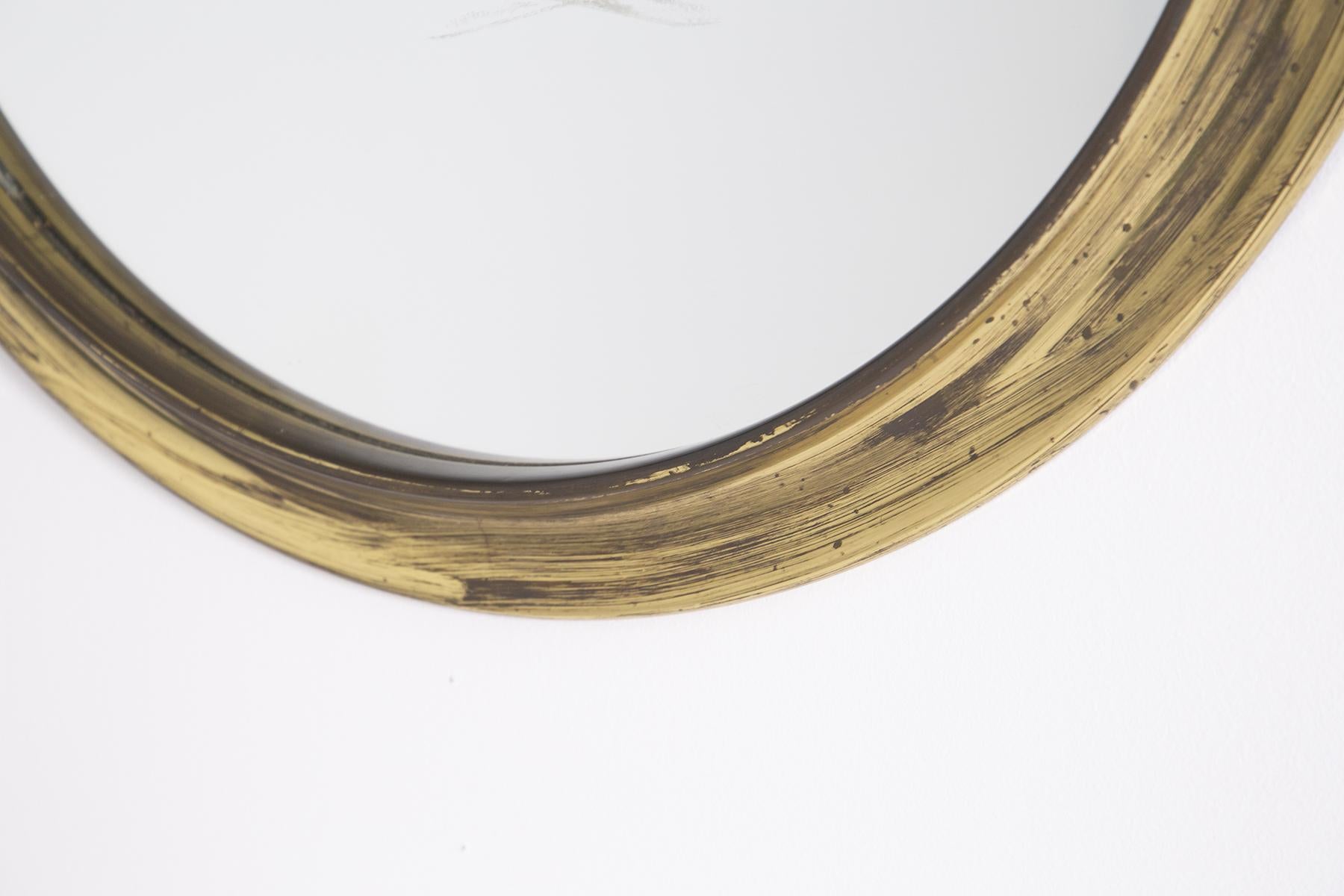 Italian Round Mirror in Brass by Arch. Augusto Savini 2