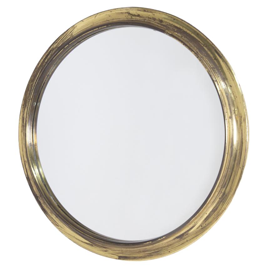 Italian Round Mirror in Brass by Arch. Augusto Savini
