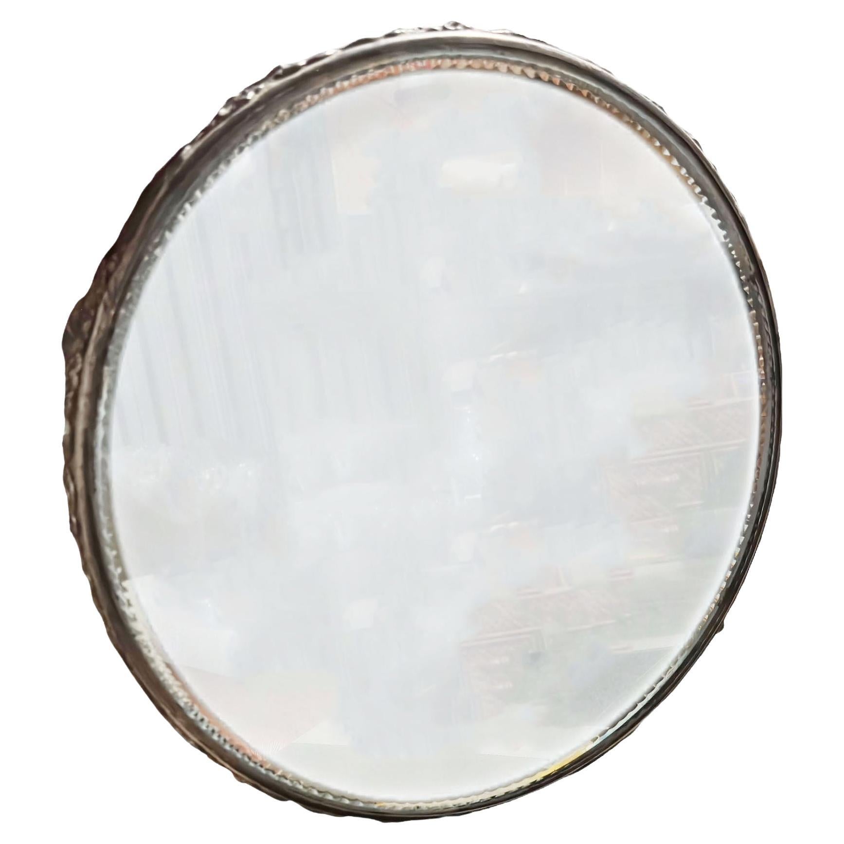 Italian Round Mirrored Plateau With Decorative Edge For Sale