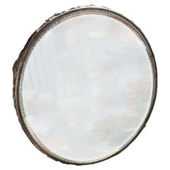 Piatto rotondo italiano a specchio con bordo decorativo
