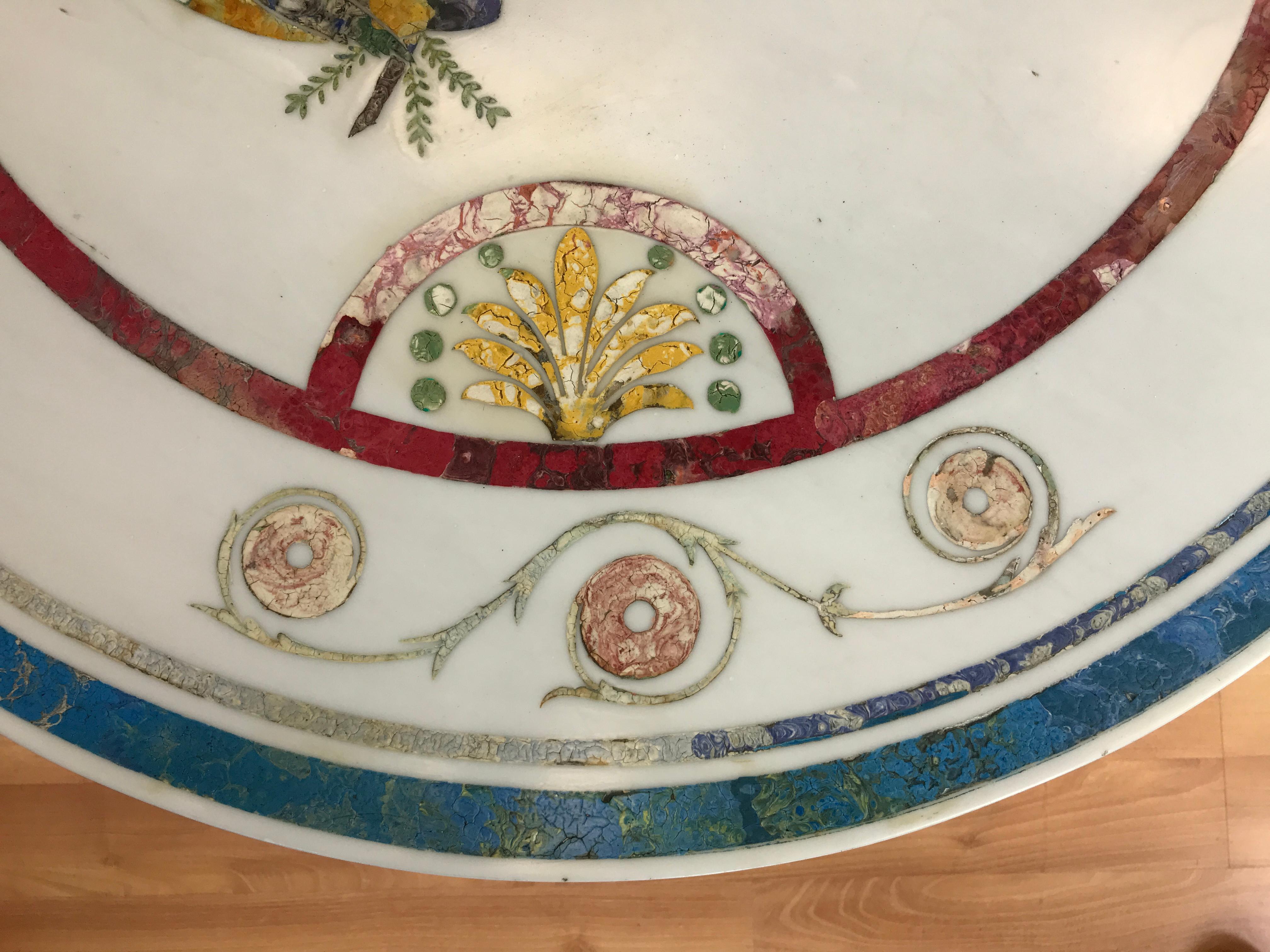 Italian Round Painted Inlay Marble Table 2