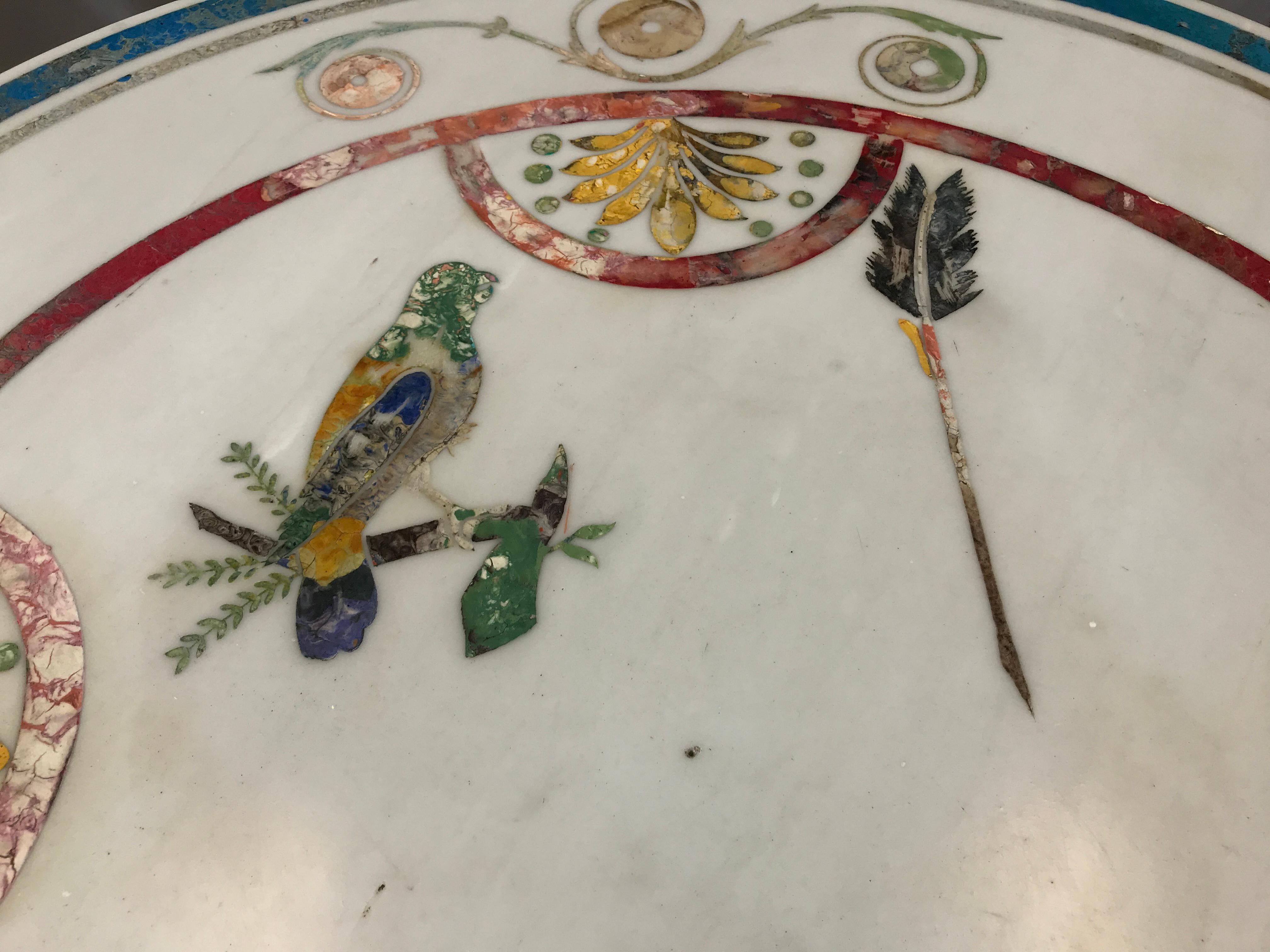 Italian Round Painted Inlay Marble Table 3