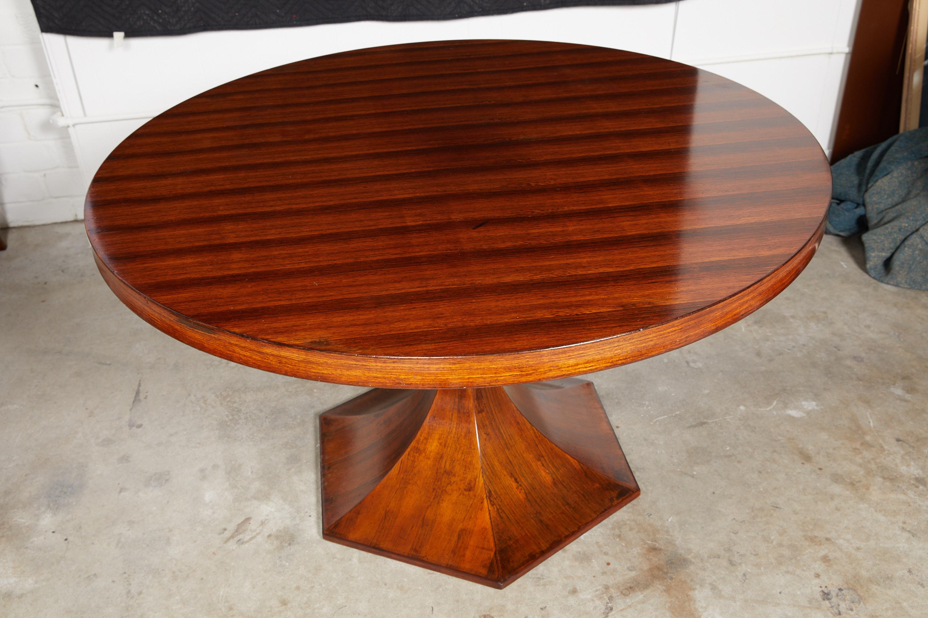 Italian Round Pedestal Dining Table of Palisander Wood 5