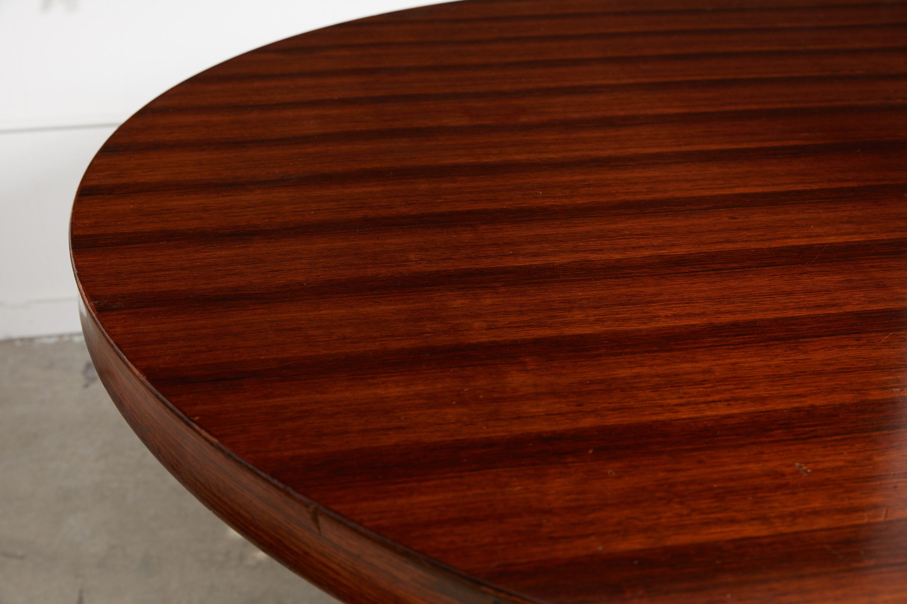 Rosewood Italian Round Pedestal Dining Table of Palisander Wood