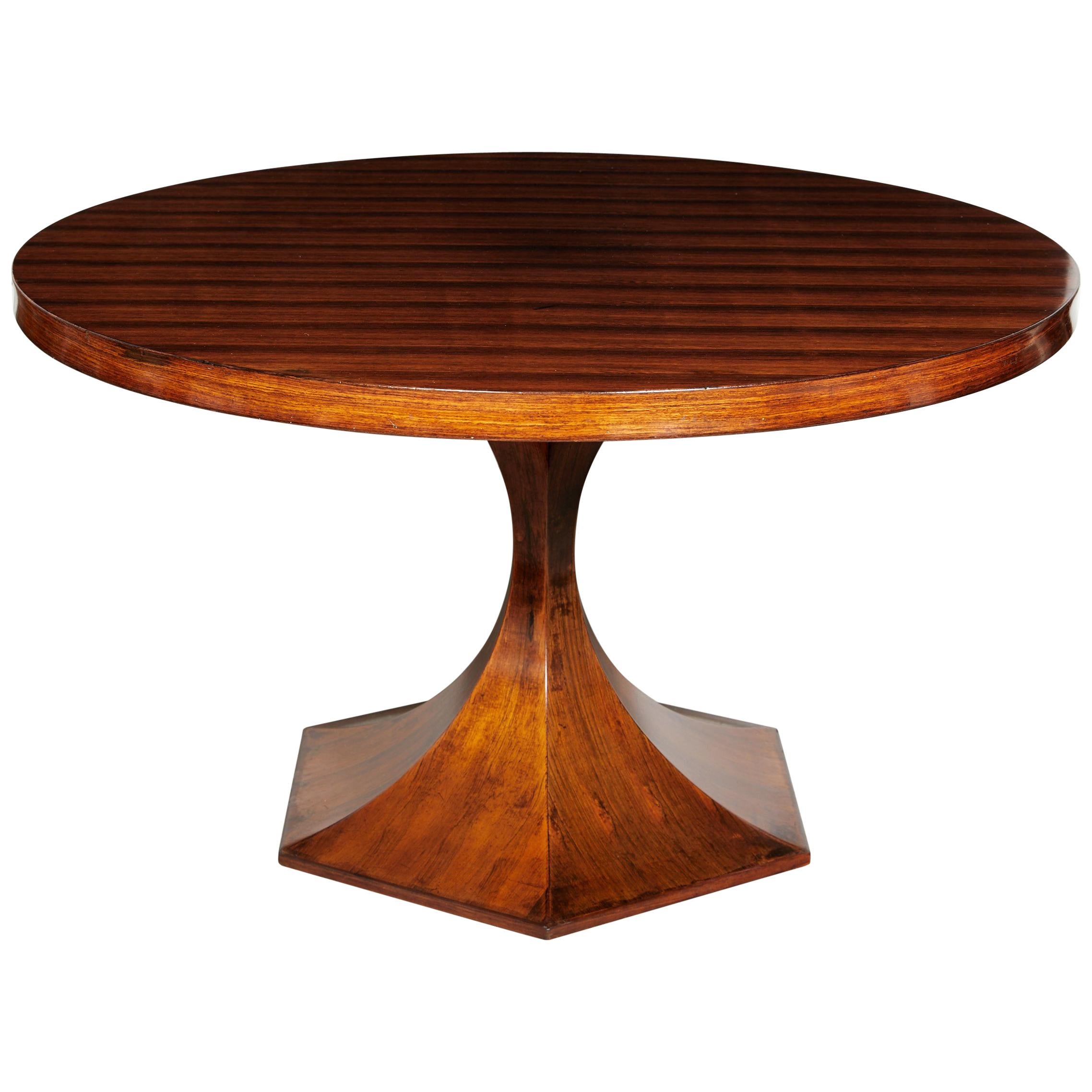 Italian Round Pedestal Dining Table of Palisander Wood