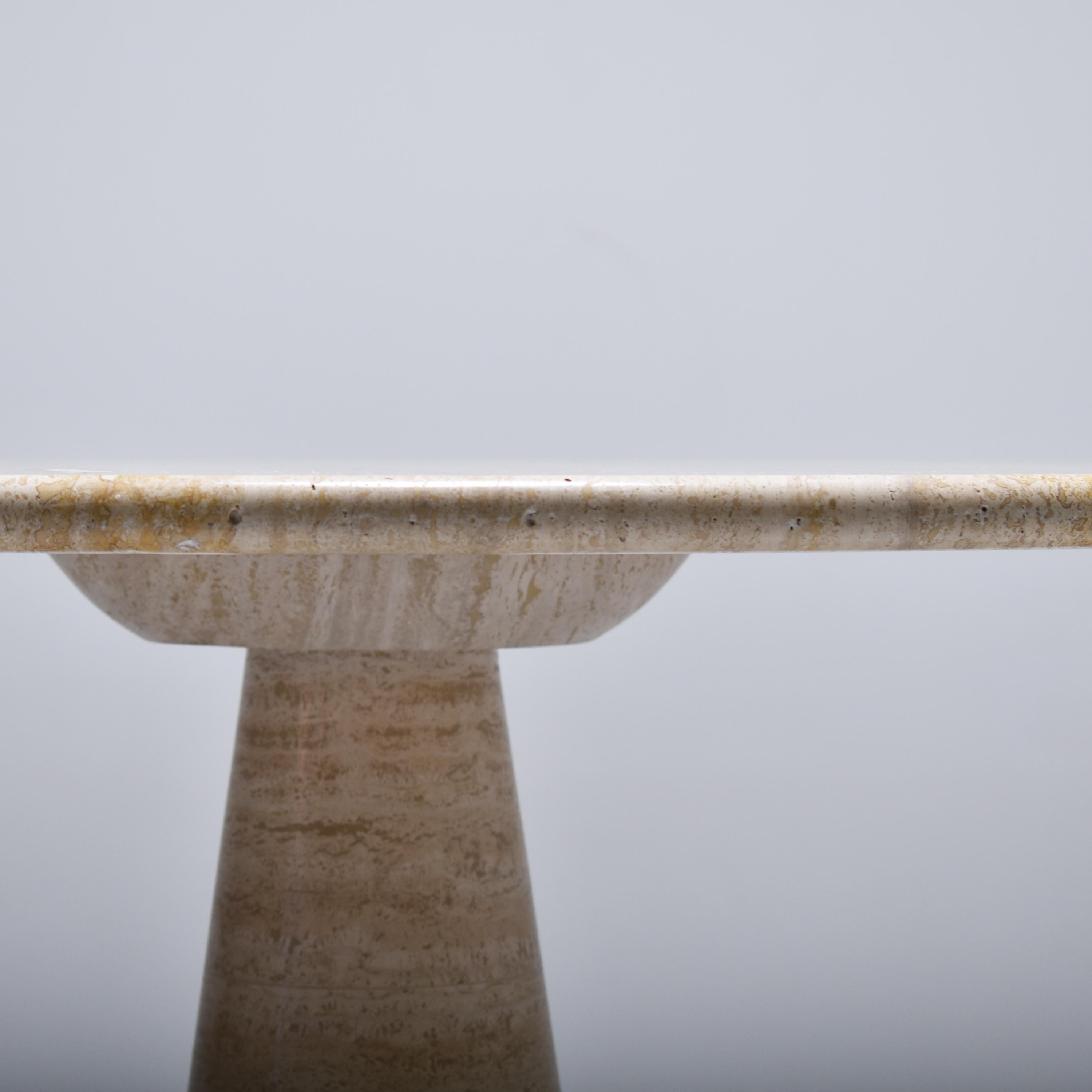 round travertine dining table