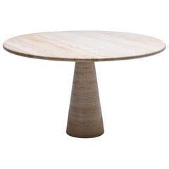 Italian Round Pedestal Travertine Dining Table