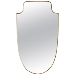 Italian Round Shouldered Shield Shaped Brass Framed Mirror
