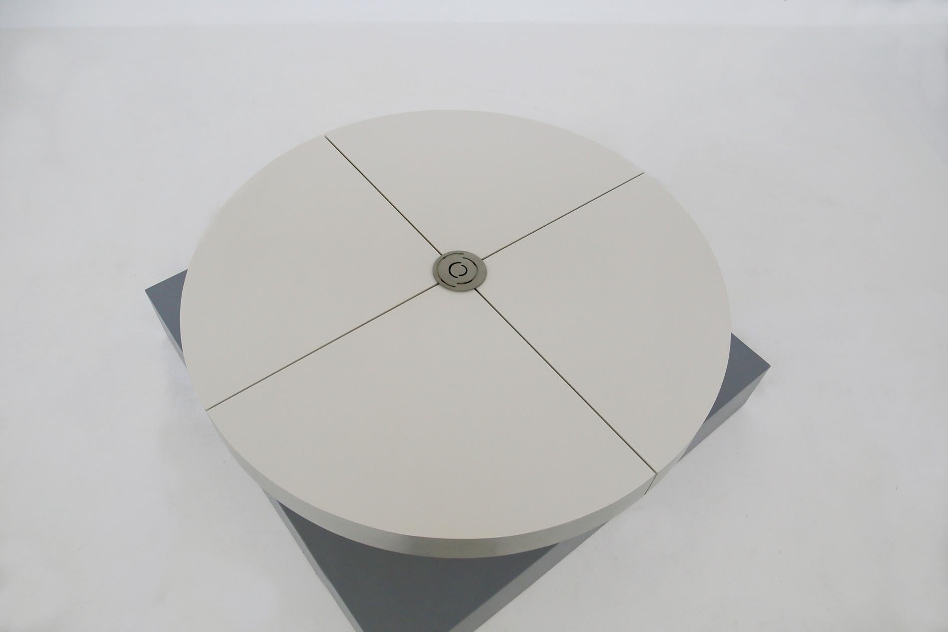 Italian Round Side Table in Wood White Openable by Cesare Augusto Nava, 1970s 4