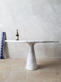 Italian Round Solid Arabescato Marble Dining Table by Mangiarotti, 1970s