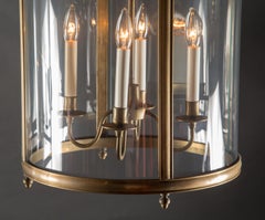 Italian Round Solid Brass Hanging Lantern, Mid 20th Century