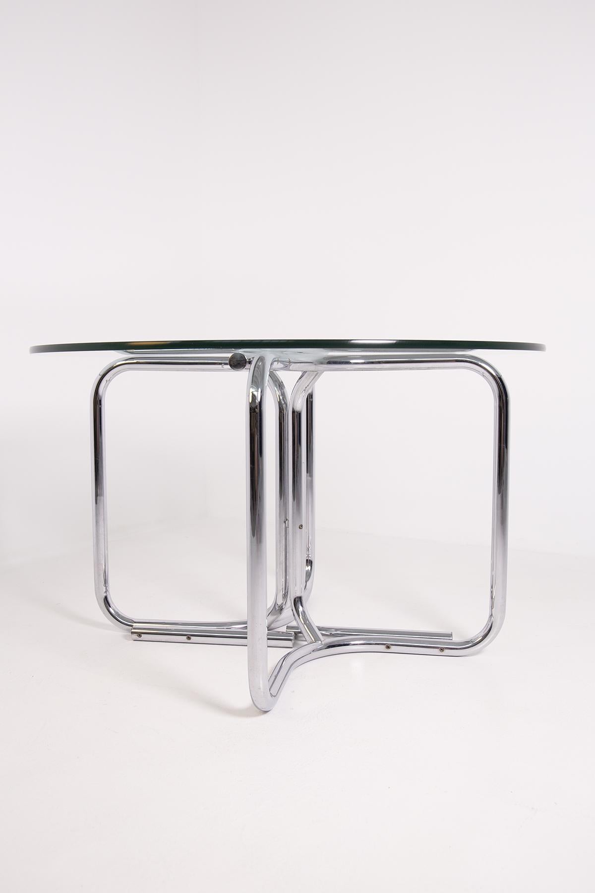Italian Round Table by Giotto Stoppino in Steel and Glass 5