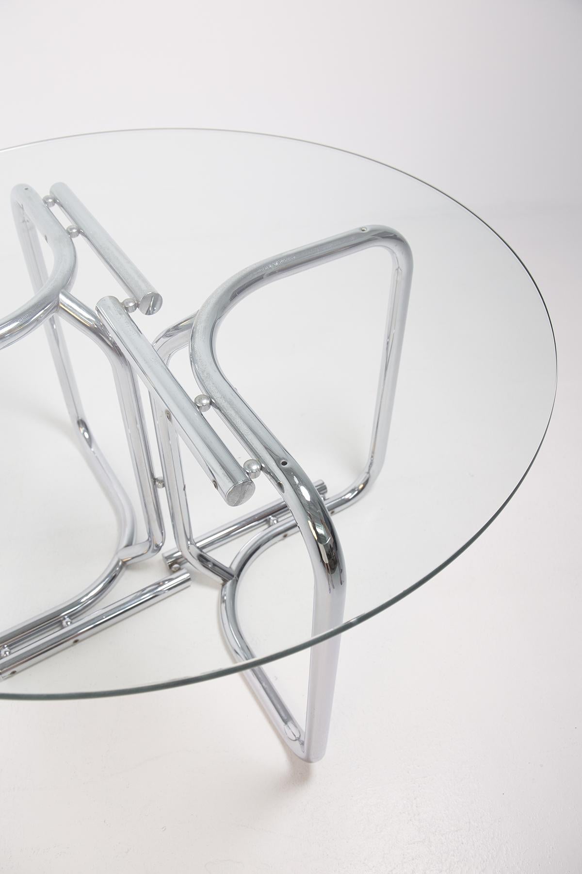 Italian Round Table by Giotto Stoppino in Steel and Glass 7