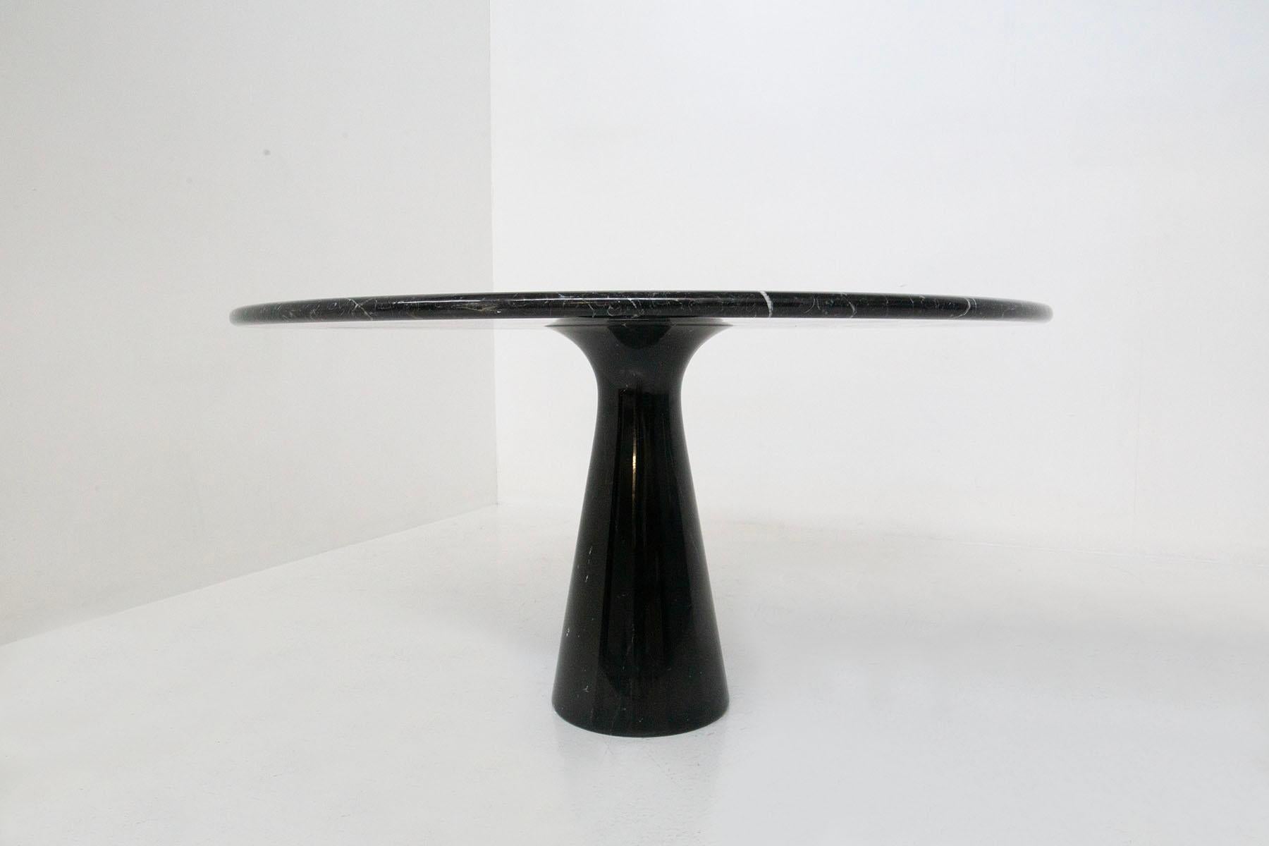 Italian Round Table in Black Marble Design by Angelo Mangiarotti 1