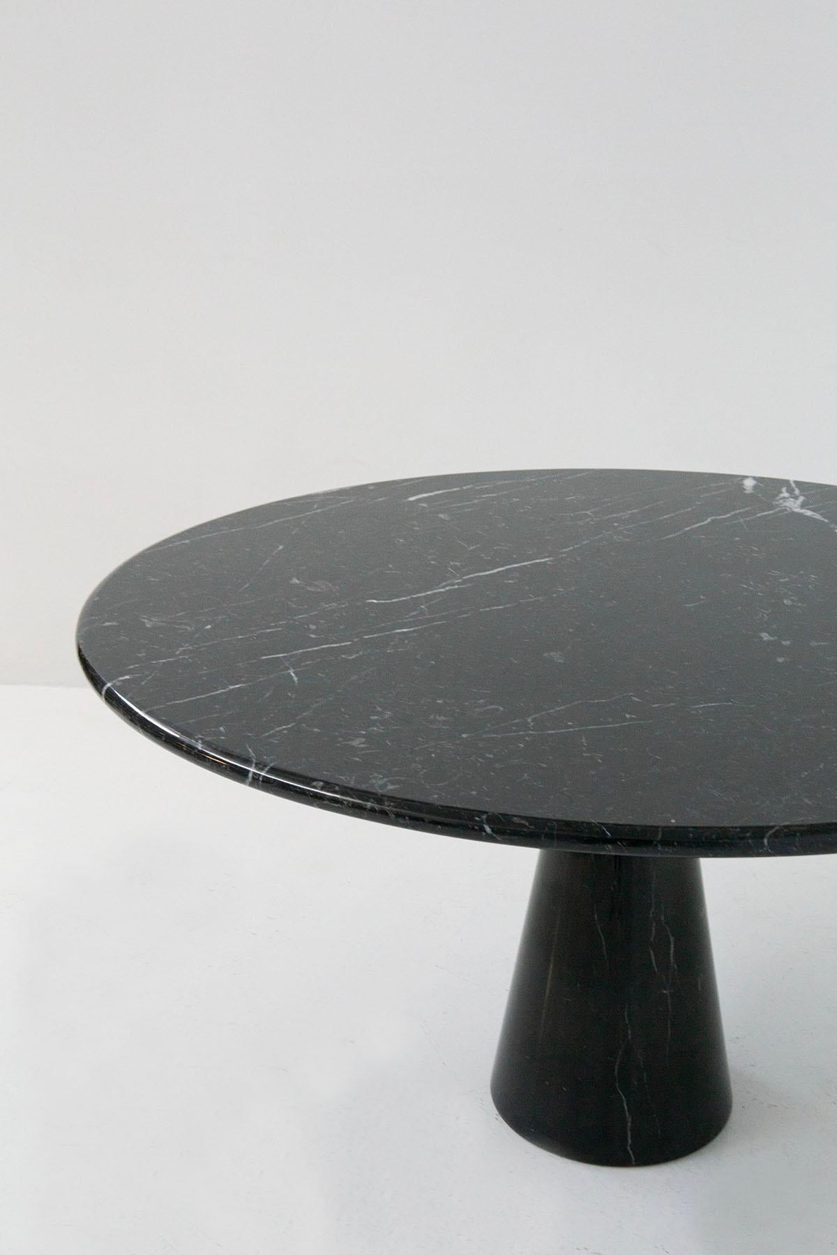 Italian Round Table in Black Marble Design by Angelo Mangiarotti 2