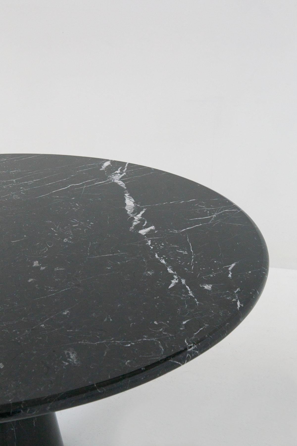 Italian Round Table in Black Marble Design by Angelo Mangiarotti 4