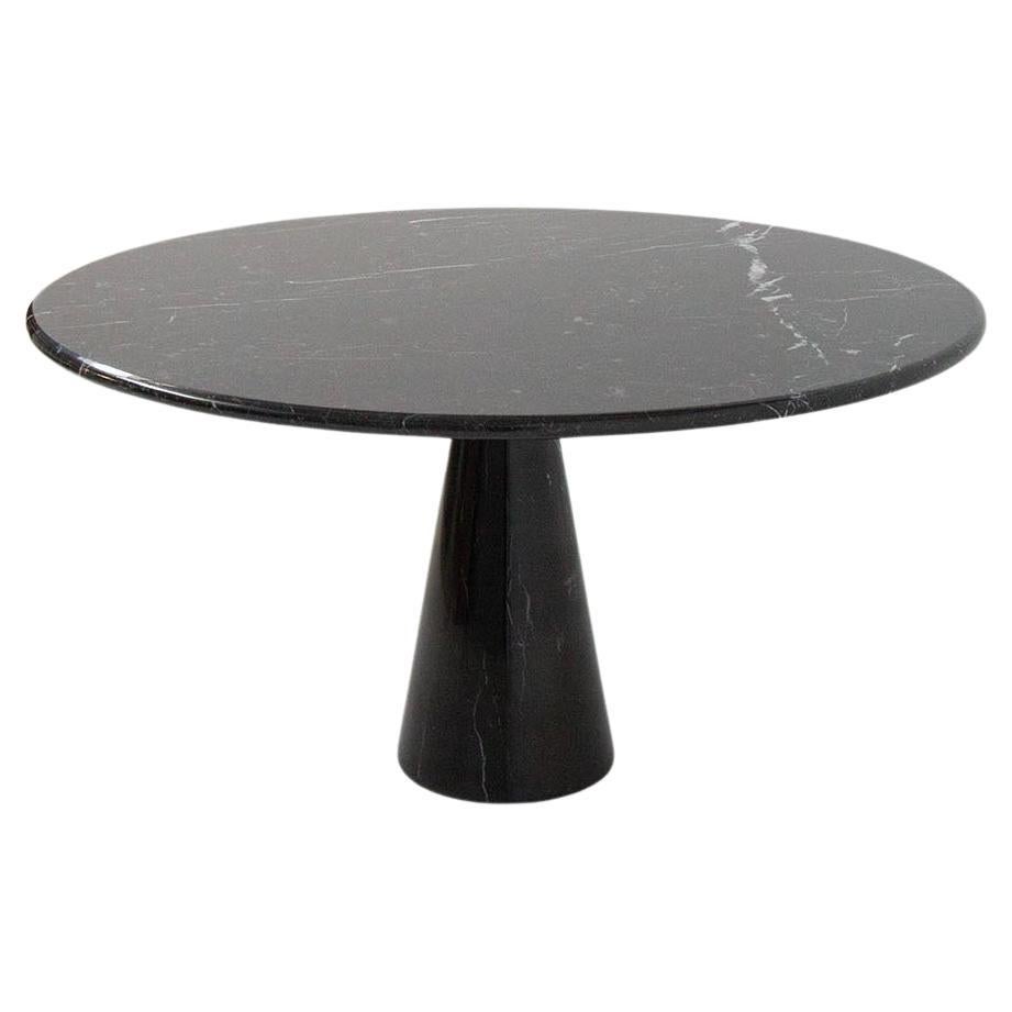 Italian Round Table in Black Marble Design by Angelo Mangiarotti