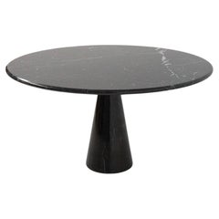 Italian Round Table in Black Marble Design by Angelo Mangiarotti