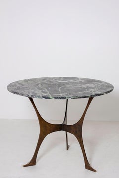 Italian Round Table in Bronze and Marble Attributed to Cesare Lacca, 1950
