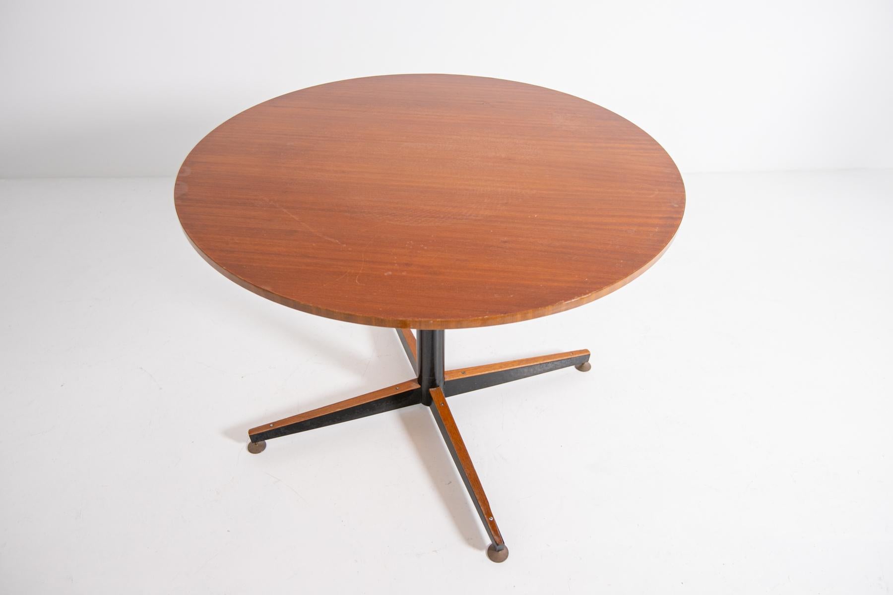 Italian Round Table in Wood and Iron, 1950s 1
