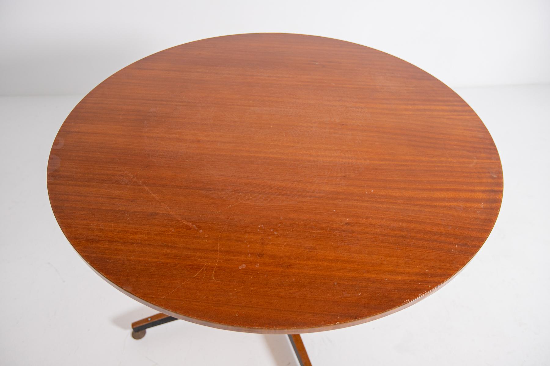 Italian Round Table in Wood and Iron, 1950s 2