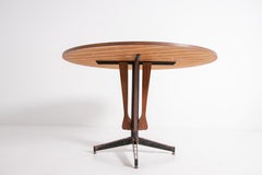 Italienischer runder italienischer Tisch aus Holz, Eisen und Messing, 1950er Jahre