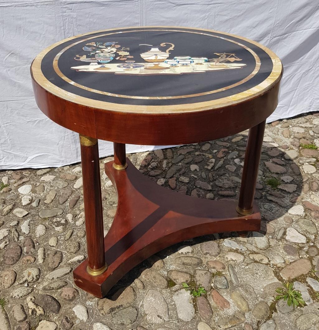 Italian Round Table with Marble Top, Italy, 19th Century, Inlay Empire Charles X For Sale 5