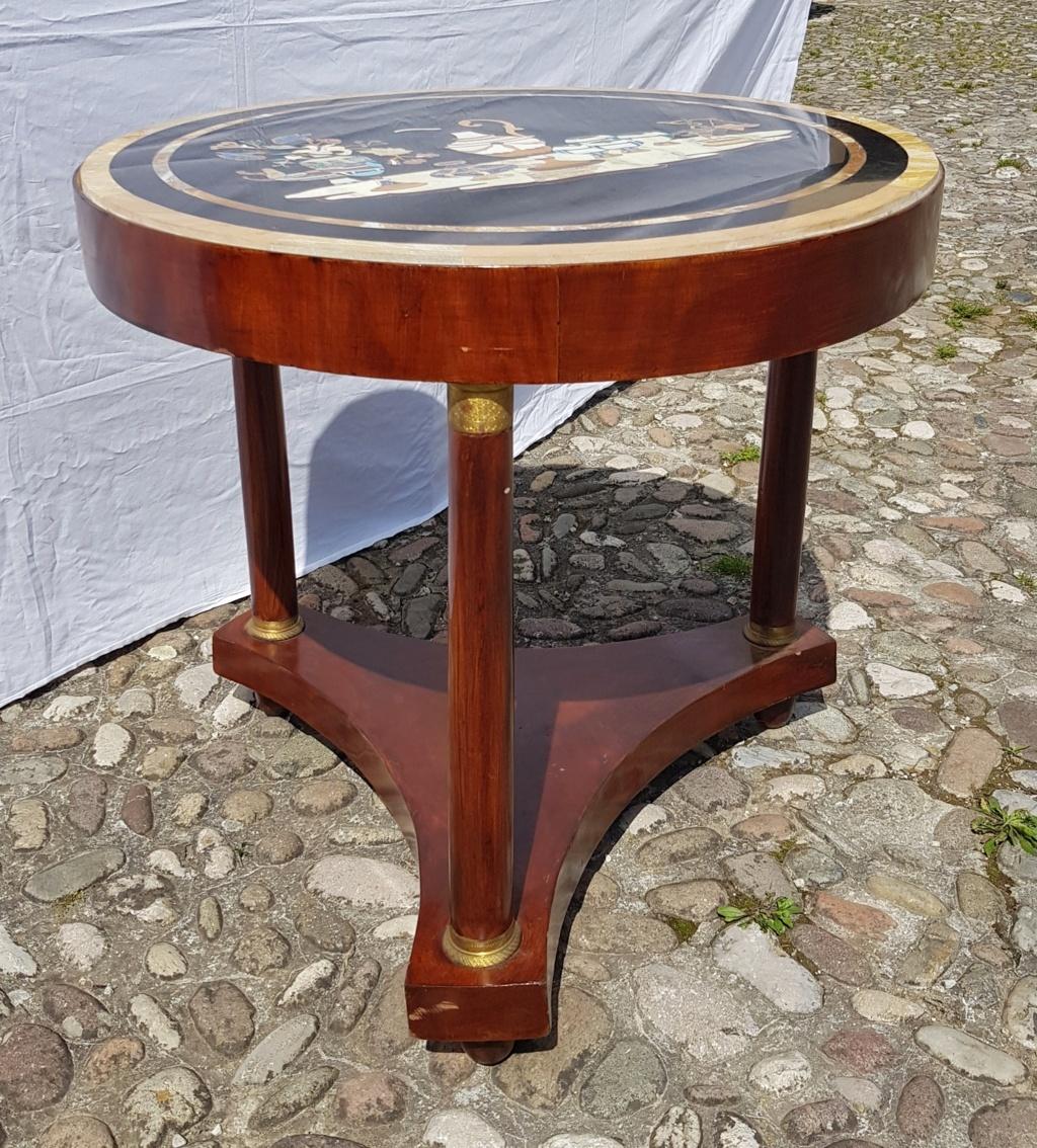 Italian Round Table with Marble Top, Italy, 19th Century, Inlay Empire Charles X For Sale 6