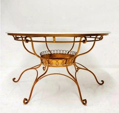 Italian Round Table with White Marble Top, 20th Century