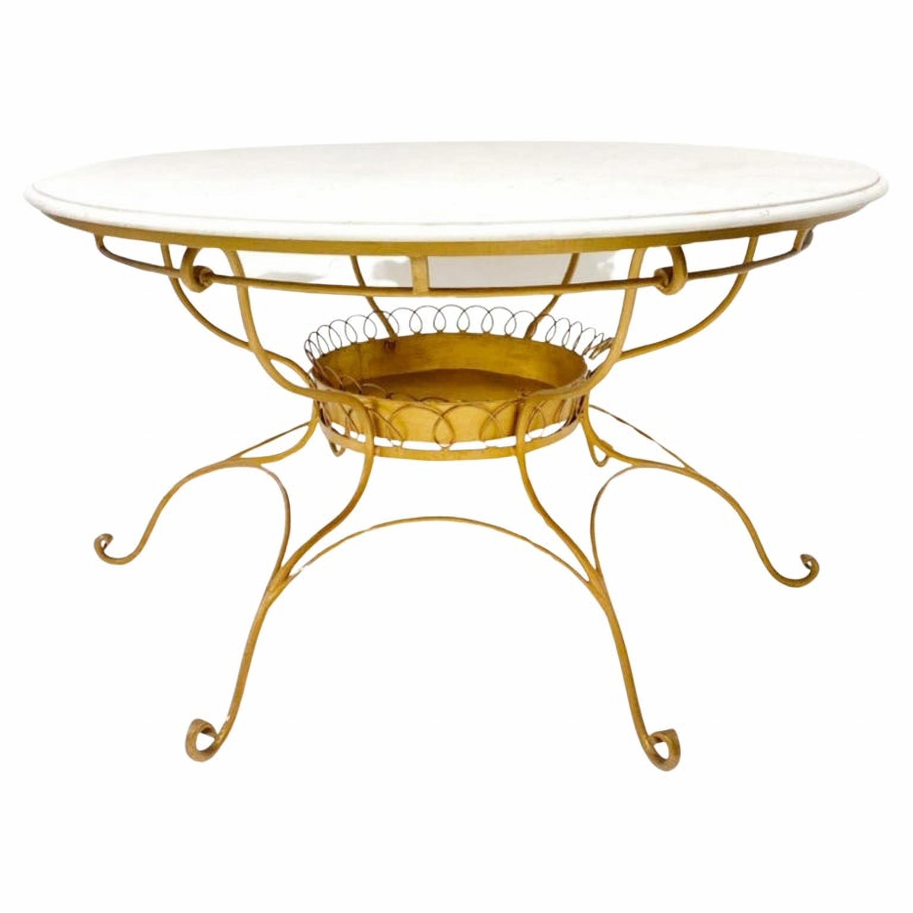 Italian Round Table with White Marble Top, 20th Century For Sale 1