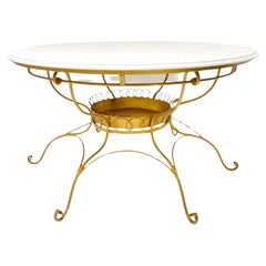 Italian Round Table with White Marble Top, 20th Century